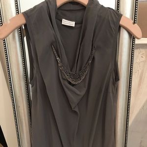 Authentic Brunello Cucinelli grey silk blouse